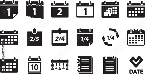 Calendar icons showing days dates and schedules planner