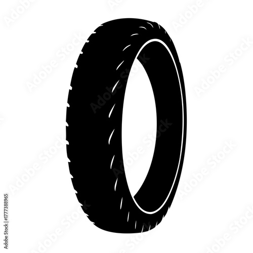 Car or Automobile Tire Black Silhouette Icon. Rubber Wheel Vector Graphic.