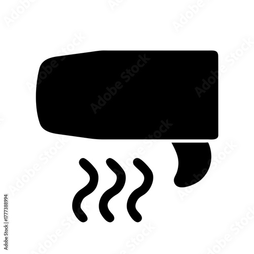 Automatic Hand Dryer Black Silhouette Icon. Restroom Air Blower Vector Graphic.