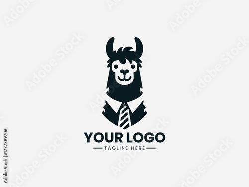 Stylish llama wearing suit and tie representing intelligence humor and modern business identity vector illustration