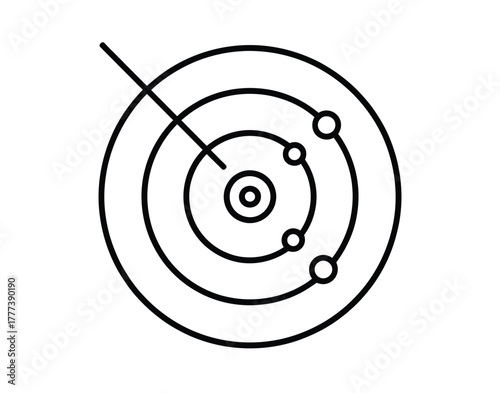 Minimalist radar screen scanning for objects with sleek modern design, perfect for technology and security concepts, conveying precision and vigilance, suitable for presentations and UI design