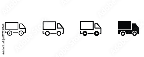 Streamlined delivery truck icons for modern logistics solutions, ideal for website, app, and marketing materials highlighting fast, reliable shipping and transportation services