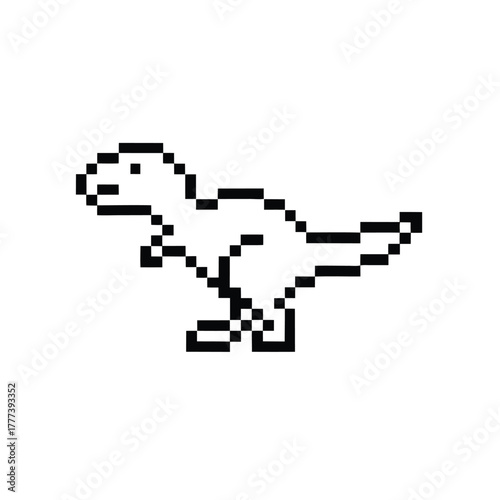 Pixelated Dinosaur Isolated on White Background Tyrannosaurus Rex