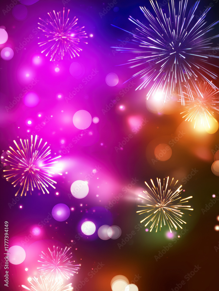 Fototapeta premium Colorful Fireworks Celebration Lights – AI Generative