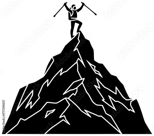 man illustration mountain silhouette climber logo sport icon adventure outline person landscape lifestyle people top travel climbing nature hiking shape concept vector graphic background