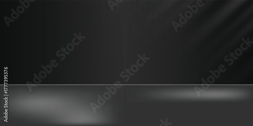 Limbo black background. Abstract dark gradient backdrop. Color wall of studio, room, stand for product display or photo. Modern banner with empty place for advertising text. Modern