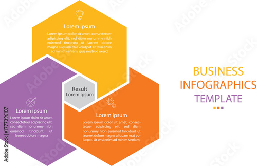 Editable business infographic template design with 3 steps. Infographic template which can be used for presentations banners, workflow layout, annual report, web design.	