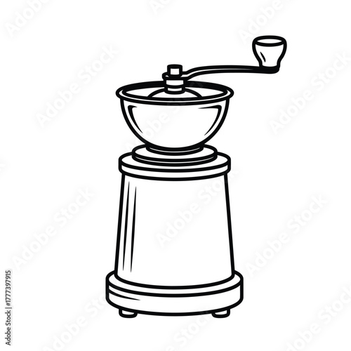 Vintage manual coffee grinder with handle and bowl