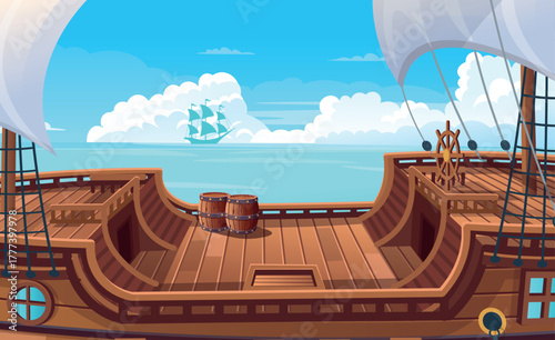 Empty deck on a ship