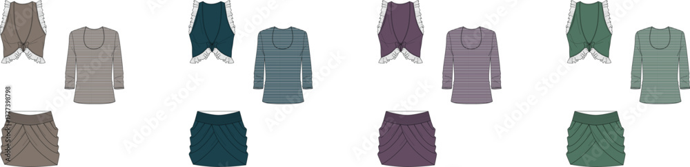 Obraz premium Colorful Clothing Collection A Variety of Tops and Bottoms in Different Styles and Hues for Fashion