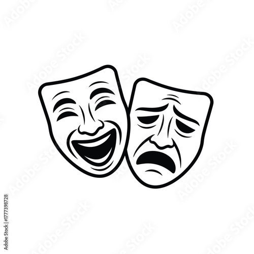 Classic comedy and tragedy theater masks symbolizing duality