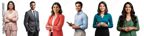 Diverse of Indian business people isolated on white or transparent background