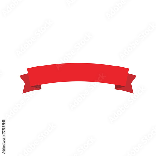 Simple red ribbon banner with curved shape