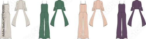Jumpsuit Fashion Design Stylish Outfits with Jacket and Various Color Variations