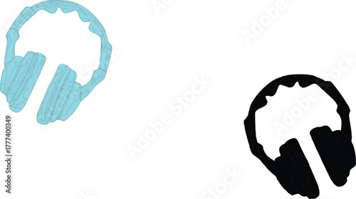 The image features black headphone   Each , plush covering that provides warmth and comfort for the ears,