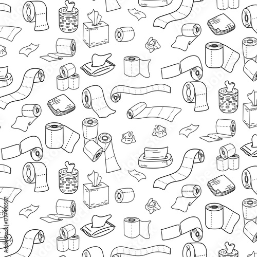 Tissue hand drawn doodle various types of tissue seamless pattern