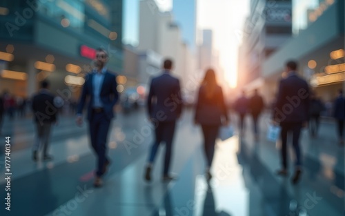 Wallpaper Mural Blurred business people walking in the city scape , Generative Ai. High quality Torontodigital.ca
