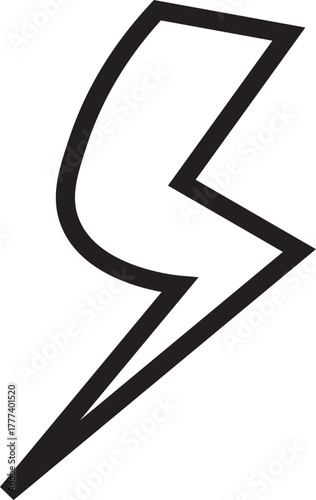 Hand-Drawn Lightning Bolt Outline Doodle