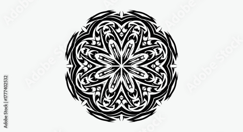 Abstract geometric mandala pattern with intricate details and radial symmetry