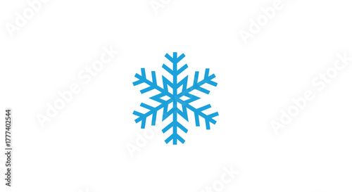 A Minimalist light blue snowflake graphic on a pure white backdrop symbolizing winter