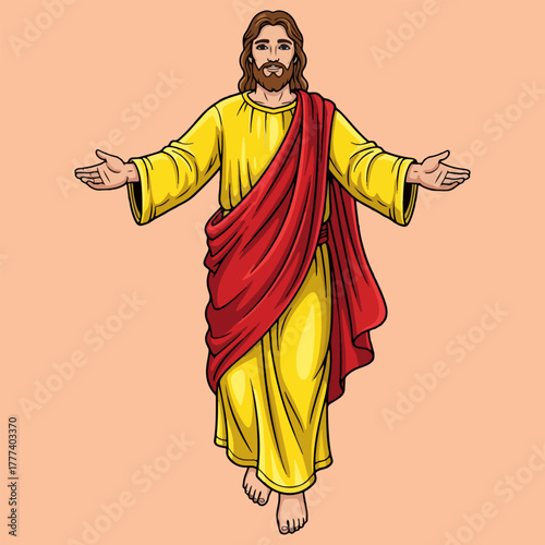 Illustration of Jesus Christ ascending to heaven