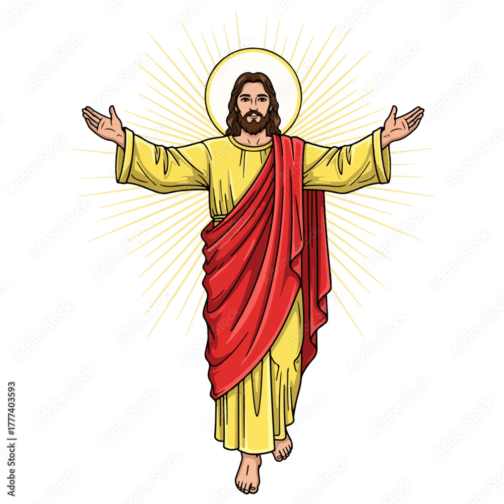 Fototapeta premium Illustration of Jesus Christ ascending to heaven