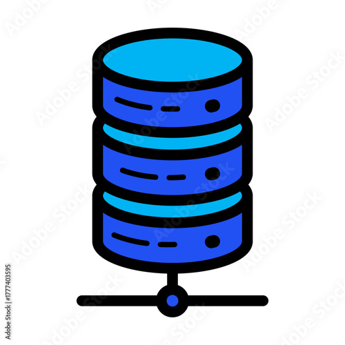 Network and Database Filled Icon  | Cloud Computing and Data Server Vector Illustration for Web, App, and Technology Design