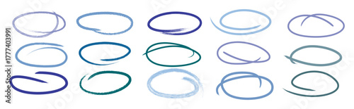 Collection of swirling and overlapping circular brushstrokes in various shades