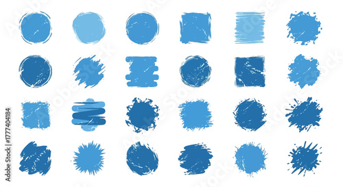 A collection of twentyfour different blue distressed vector shapes
