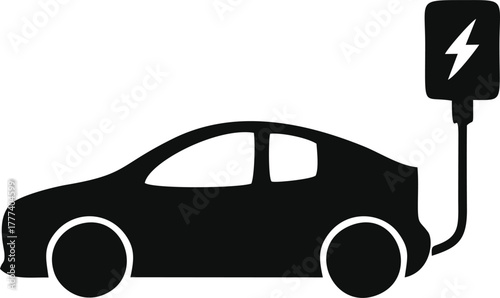 Electric Car Vehicle Charging Silhouette