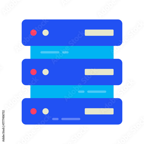 Network and Database Flat Icon  | Cloud Computing and Data Server Vector Illustration for Web, App, and Technology Design