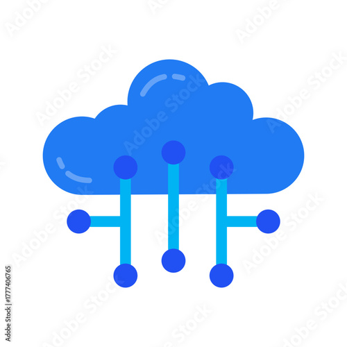 Network and Database Flat Icon  | Cloud Computing and Data Server Vector Illustration for Web, App, and Technology Design