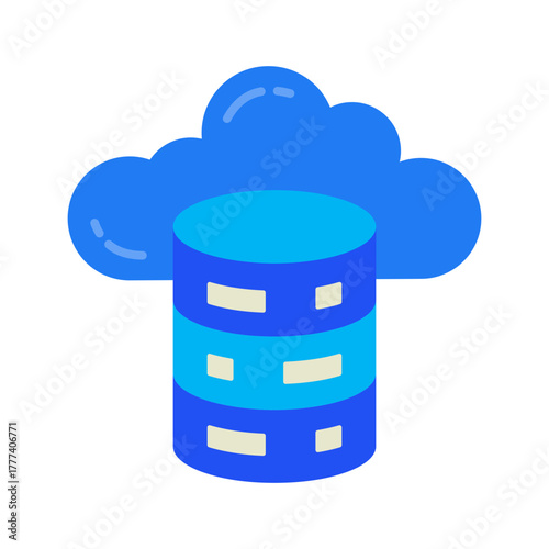 Network and Database Flat Icon  | Cloud Computing and Data Server Vector Illustration for Web, App, and Technology Design
