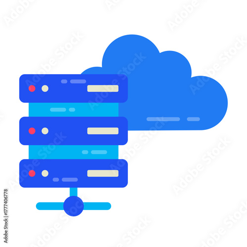 Network and Database Flat Icon  | Cloud Computing and Data Server Vector Illustration for Web, App, and Technology Design