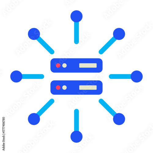 Network and Database Flat Icon  | Cloud Computing and Data Server Vector Illustration for Web, App, and Technology Design