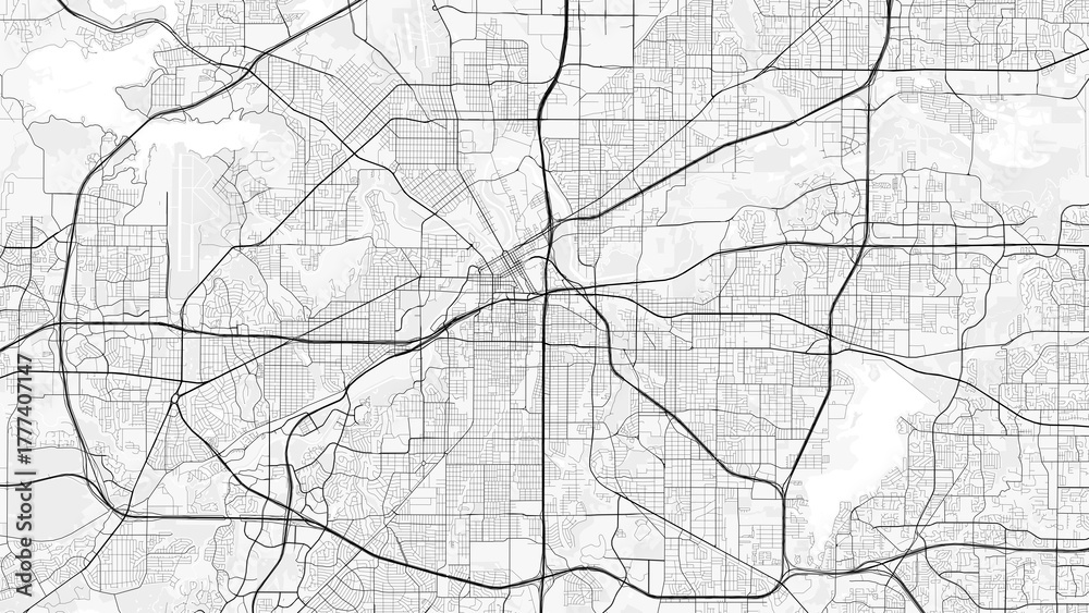 Obraz premium Fort Worth City Map. Minimalist black and white line art poster for printing, wallpaper, wall art, and map resources for home and office decor