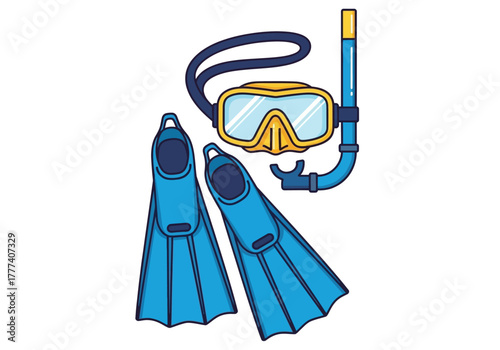 Snorkeling Gear: Blue Fins Yellow Mask and Snorkel Set.