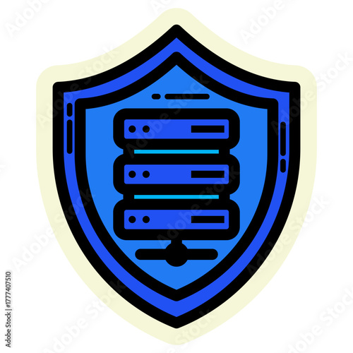 Network and Database Sticker Icon  | Cloud Computing and Data Server Vector Illustration for Web, App, and Technology Design