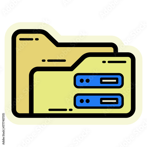 Network and Database Sticker Icon  | Cloud Computing and Data Server Vector Illustration for Web, App, and Technology Design