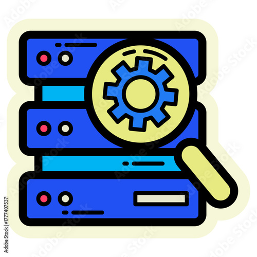 Network and Database Sticker Icon  | Cloud Computing and Data Server Vector Illustration for Web, App, and Technology Design