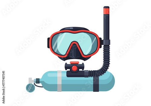 Scuba Diving Equipment Set with Mask and Tank.