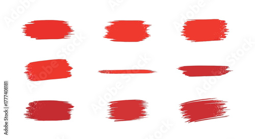 Nine red brush strokes on a white background arranged in a 3x3 grid pattern