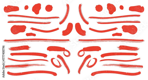 Wallpaper Mural Red ink strokes  shapes on a white background mirrored symmetrically Rough texture Torontodigital.ca