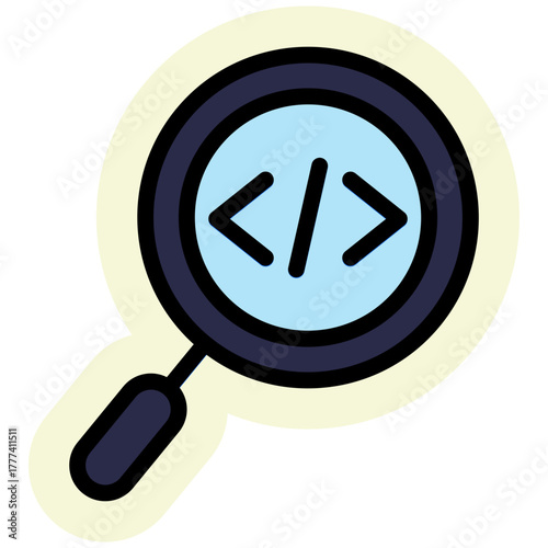 Searching Bug Icon Isolated on Transparent Background. Programming and Software Development Vector Illustration for Web, App, and Technology Design