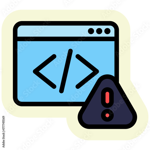 Coding Error Icon Isolated on Transparent Background. Programming and Software Development Vector Illustration for Web, App, and Technology Design