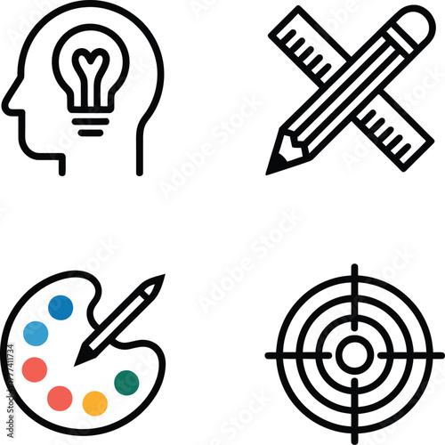 Creative Thinking and Design Concepts Icons