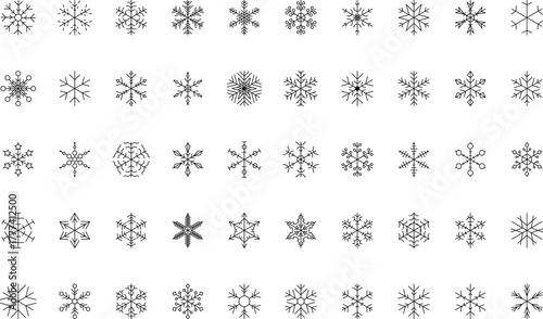 Snowflake snow freeze winter thin line outline icon. Snowflakes thin line icon set. Snowflake Simple illustration
