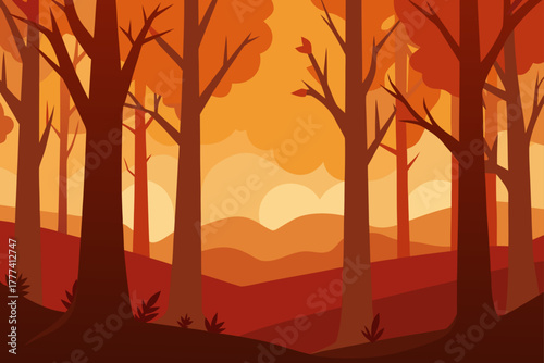 Foggy Forest in Fall