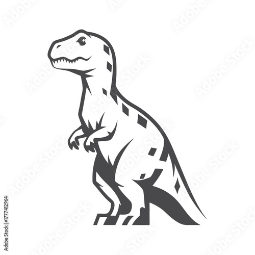 Stylized Dinosaur with Bold on White Background