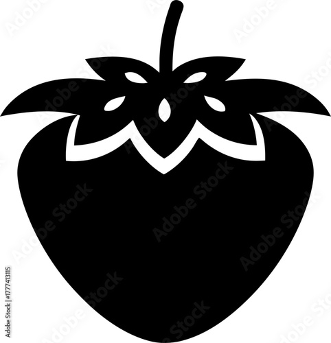 Strawberry Silhouette Vector | Fresh Fruit Outline Clipart for Design and Decoration
